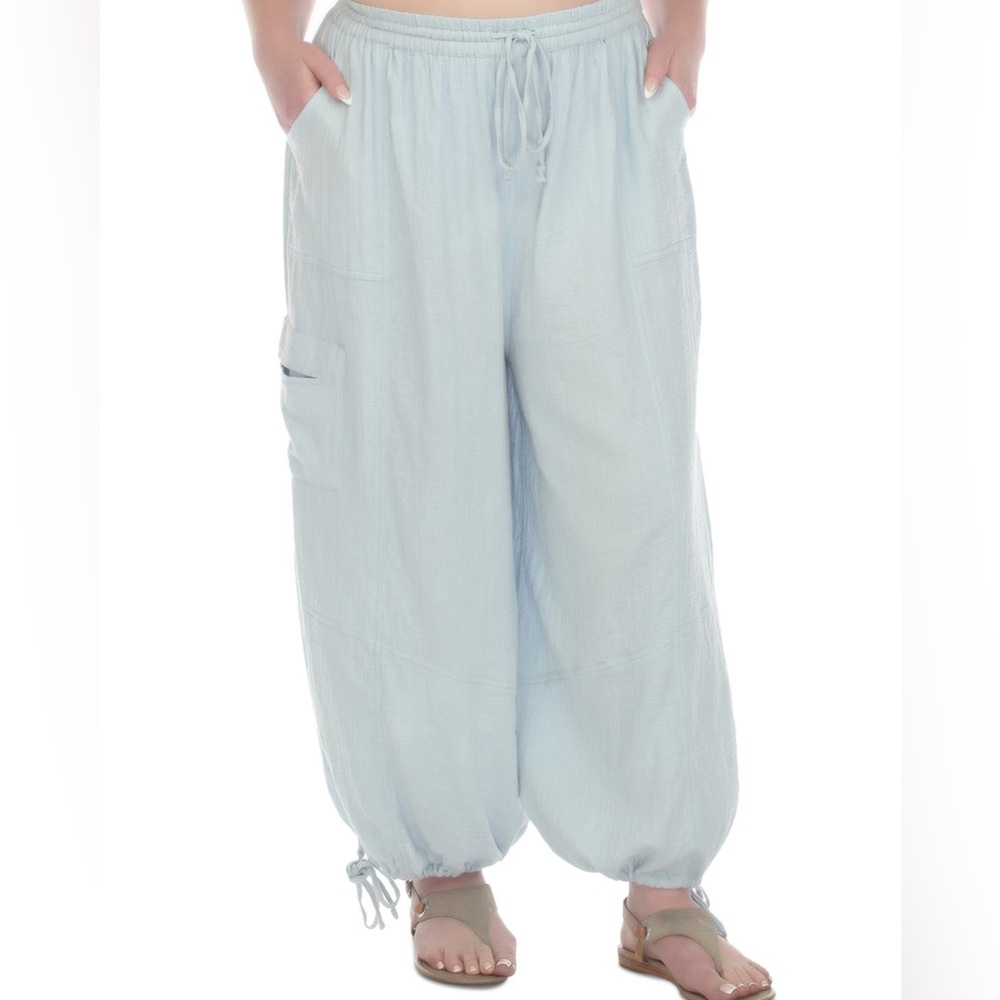 Raviya Women's Swim Cover-up parachute Pants cotton Chambray baby blue size XL